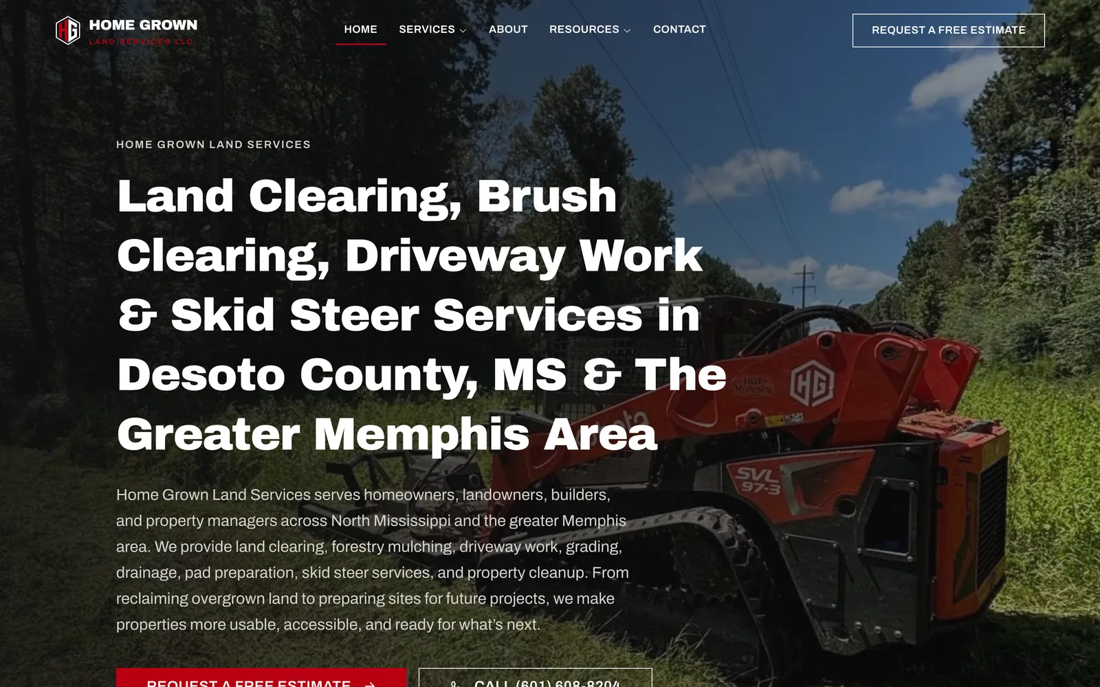Home Grown Land Services homepage