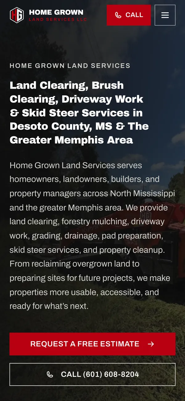 Home Grown Land Services on a phone