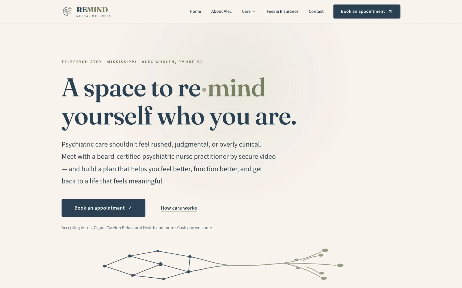 ReMind Mental Wellness homepage
